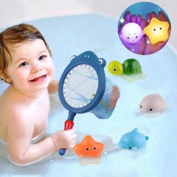 MOSU Juguetes de Baño, 5pcs Juego para Atrapar Peces, Tiburón para Bañera y Alberca