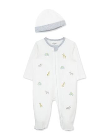 Little Me - Juego de ropa neutra de género para bebé, 2 piezas, 100% algodón, sin arañazos, con etiquetas, safari, para recién nacido, Safari, Recién nacido
