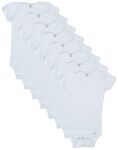 Gerber - Body unisex de manga corta para bebé, paquete de 8, Blanco sólido, 12 meses