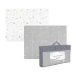 MINIKIN, Tapete Infantil de Juego Plegable con Doble Vista de Diseño para Bebés y Niños, Fabricado con XPE Premium, Medidas 200 cm x 160 cm, Grueso, Cómodo y Textura Antiderrapante (Cosmos Gris / Blanco)