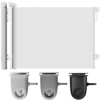 Puerta de Seguridad para Bebé, 180 * 86CM Puerta Retráctil de Malla para Niños y Mascotas, Puerta Extensible Ajustable para Bebé para Escaleras, Viviendas, Cocinas y Portales, Taladrado o Autoadhesivo