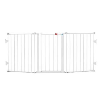 Regalo Puerta de bebé configurable de 76 pulgadas, 3 paneles, incluye soportes de pared y herrajes