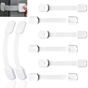 Seguros para Puertas y Cajones Bebé - 6 Piezas Cerraduras para Gabinete de Seguridad Infantil Seguro de Refrigerador Ajustable para Cajones Nevera Hornos Inodoro Cocinas Sin Perforaciones