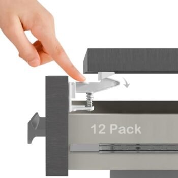 Seguros para Puertas y Cajones Bebé - Cerradura de Seguridad para Niños Diseño Invisible Fácil Instalación Fuerte Adhesión Sin Taladrar para Proteger a Bebés Mascotas Perros y Gatos (12 Pack)