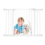 BABY GAON Puerta de Seguridad para Bebe, Niños y Mascotas Ajustable con Extension y Cierre Automatico - Reja para Escaleras o Pasillos