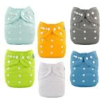 Alva Baby 6pcs Pack Pocket Washable Adjustable Cloth Diaper with 2 Inserts Each (Neutral Color) 6BM98