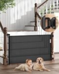 Puerta de Seguridad para Bebé, Extra Ancha de Retráctil Puerta de Seguridad para Mascotas y Niños,Puerta de Malla para Perros para Casa Ajustable, para Puertas, Pasillos, Puerta(Negro, 150CM)