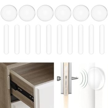 SYCYKA Tope de Puerta, Juego de 16 Protector de Pared de Silicona, Tope Pared Puerta Reutilizable, Topes de Goma Anti Impacto Transparente para Pomo de Puerta, Refrridge, Armario