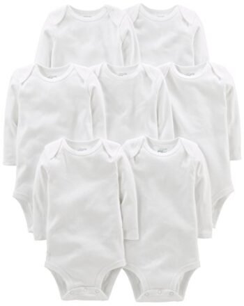 Simple Joys by Carter's - Body unisex de manga larga para bebé, paquete de 7, blanco, 0-3 meses