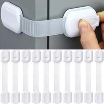 10PCS Cerraduras de Seguridad para Niños, Seguros para Bebes ajustables para Armarios y Cajones, Cuenta con Adhesivo Extra Fuerte 3M, para Gabinetes, Guardarropas, refrigerador y más.