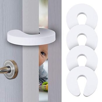 Topes Puertas, MTQ Tope para Puerta para Bebé Seguridad Protector 4 piezas, silicona duradera Resistente a múltiples impactos El tapón de puerta a prueba de bebés, Blanco