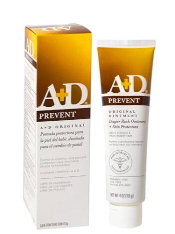 A+D Prevent Pomada para Rozaduras de Pañal en Bebés 113 g | Hipoalergénica | Vitamina A y D, Lanolina | Libre de Parabenos, Ftalatos, Sulfatos y Colorantes