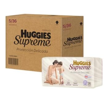 Huggies Supreme Pañal Desechable para Bebé, Etapa 5 Unisex, Caja con 180 Piezas, Ideales para Bebés de 11 a 14.5 kg