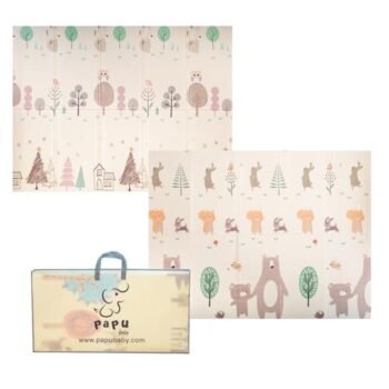 PAPU BABY Tapete de juego Plegable 1.55 x 2.00 para Bebés Doble Vista. Baby Play Mat. (Oso)