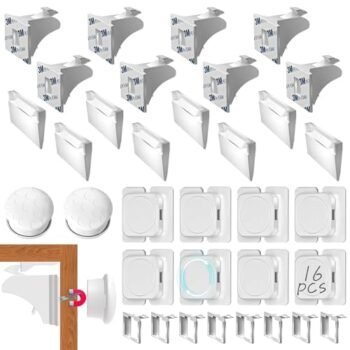 Cierres Magnéticos de Seguridad para Niños, Cerradura de la Puerta del Refrigerador, A Prueba de Niños,Instalación Sin Taladrar, Funciona con La Mayoría de Armarios y Cajones, 16 Cerraduras +2 Llaves
