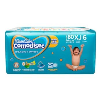 Kleenbebé Comodisec Pañal Para Bebé, Tamaño Extra-jumbo, Unisex, Paquete Con 80 Pañales Desechables