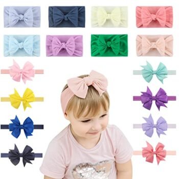VIDA4U 16 Piezas Diademas para Bebé, Bandas de Moda para Niñas, Cintas Suaves y Elásticas para el Cabello de Recienes Nacidos, Regalo para Baby Shower, Cumpleaños, Navidad