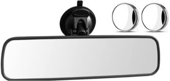 Slzhds Espejo Retrovisor para Auto con 2 Pcs Espejo de Coche de Punto Ciego, Retrovisor para Auto, Espejo HD con Ventosa Giratoria 360° para Coche, Antideslizante y Universal