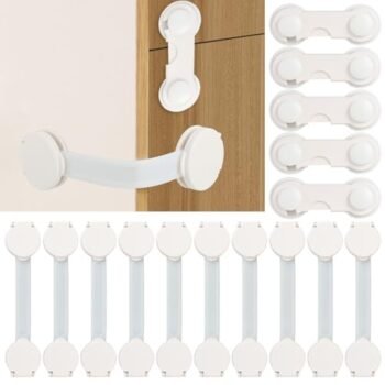 RUISTLI Seguros para Puertas y Cajones Bebé 15 PCS,Puerta de Seguridad Bebe Mano Anti-Agarre,Candado para Refrigerador/Muebles/Cajonera,con Adhesivo Extra Fuerte 3M,Material de Seguridad ABS+PE