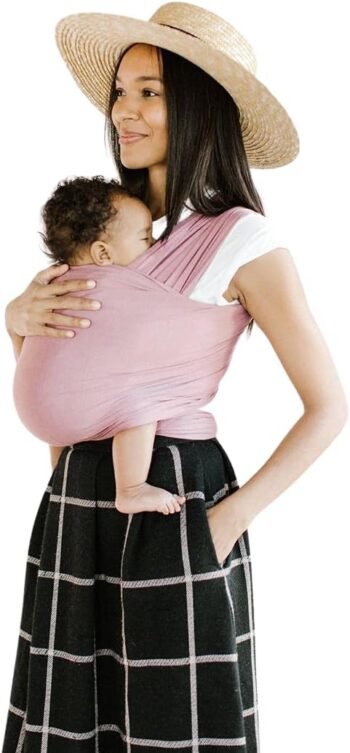 Mae Baby Fular Ergonómico para Bebé | Portabebé | Fular Elástico | Hasta 10Kg | Baby Wrap | Color Rosa Palo
