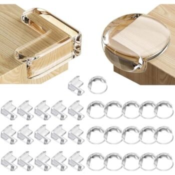 WAYAMY Protectores de Esquinas para Muebles de Silicona, 16 Esquinas de Muebles en Forma de L y 16 Esquinas de Muebles Redondeadas, Cantoneras para protección contra Impactos en mesas y escaleras