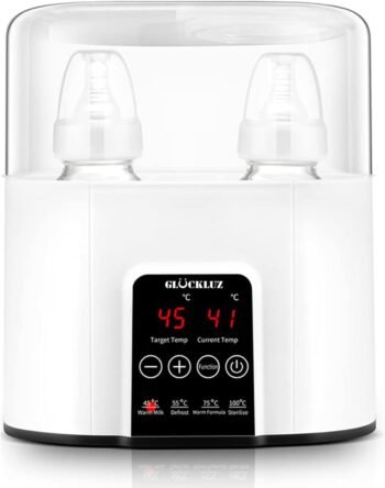 Glückluz Calentador de Biberones, Calienta Rápido Biberones para Leche Materna y Fórmula, Calentadores de Botellas Seguridad, con Capacidad para 2 Botellas,el Mejor Regalo para Mamá