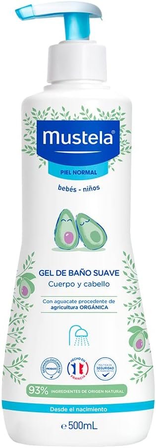 Mustela, Gel de Baño Corporal Suave, Bebés y Niños, 500 ml