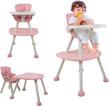 Silla de Comer para Bebé 2 en 1 | Periquera Convertible en Silla Alta para Comer y Set de Silla + Mesa | Bebés en etapa de desarollo de 1 a 3 años para alimentación