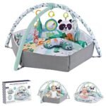 Gimnasio Para Bebe,Alberca de Pelotas y Gimnasio Interactivo,Tapete para Bebe con 8 Juguetes Desmontables para el Desarrollo Sensorial y Motriz de Los Recién Nacidos,Gimnasio de Juegos para Bebés
