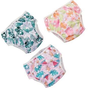HappyFlute - Pañales de natación reutilizables para recién nacidos, niños pequeños (0-3 años, 10-40 libras) - Pañales de natación perfectos para bebés en la playa y la piscina (planta)
