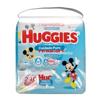Huggies Cuidado Puro, Toallitas Húmedas para Bebé, Paquete con 240 piezas (3 paquetes de 80 toallitas c/u)