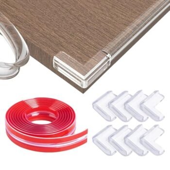 WAYAMY Protectores de Esquinas para Muebles de Silicona, Tira Protectora de Bordes 4M + 8 Esquinas, Anticolisión Proteccion de Bordes, Anticolisión Tira para Seguridad niños para Mesas, Escaleras