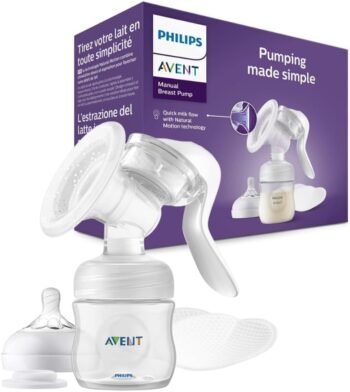 Philips Avent, Extractor de Leche Manual, Ultra Suave y Eficaz, Tecnología Natural Motion, Extractor de Leche Materna,Silencioso, Biberón y Pads de Lactancia, SCF430/10