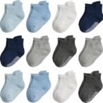 12 Pares Calcetines antideslizantes para niños,Calcetines de Fondo Suave Para Niños,Agarre fuerte,Transpirable,adecuado para niños y niñas (MX/US, Alfa, Chico, 5 Años, Colores mezclados)