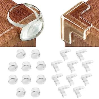 RONLADO 20 Piezas Protectores Esquinas Y Bordes Transparentes para Bebes y Niños,PVC de Seguridad,Adhesivo Pegamento Fuerte,para Proteger Muebles,Bebé,Niños,Viejos(10 Tipos de Bolas+10 Tipos de T)