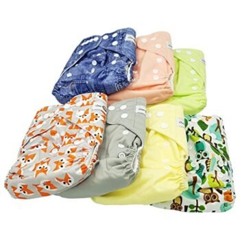 Dana Banana - Pañales Ecológicos de Tela Premium - 7 Pañales de Bolsillo +7 Insertos de Cuatro Capas de Fibra de Bambú + 7 Insertos de Triple Capa +1 Bolsa Pañalera Grande y 1 LLavero de Regalo (UNISEX) UNITALLA