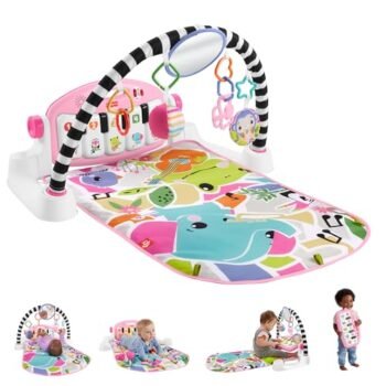 Fisher-Price Gimnasio para Bebés Piano Pataditas Musicales Brilla y Crece Rosa Con Piano de 5 Teclas, Luces y Tecnología de Aprendizaje Para Recién Nacido