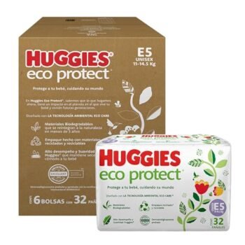 Huggies Eco Protect Pañal Desechable para bebé, Unisex, Etapa 5, Caja con 192 Pañales Desechables, Ideal para Bebés de 11 a 14.5 kilogramos