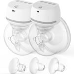Bellababy Extractor de Leche Portátil Manos Libres, Mejorado con Insertos de 17mm, 19mm, 21mm, Extractor de Leche Eléctrico Portátil Inalámbrico Bajo Ruido, 4 Modos y 6 Niveles de Succión, brida de 24mm, 6 oz,Dos paquetes