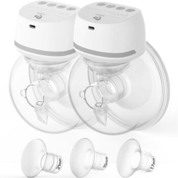 Bellababy Extractor de Leche Portátil Manos Libres, Mejorado con Insertos de 17mm, 19mm, 21mm, Extractor de Leche Eléctrico Portátil Inalámbrico Bajo Ruido, 4 Modos y 6 Niveles de Succión, brida de 24mm, 6 oz,Dos paquetes