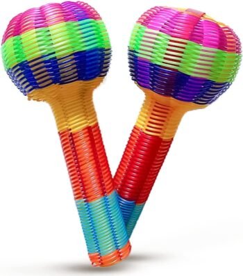 uunida baby Sonajas para Bebe 0 a 3 Meses Ligeras - Maracas Estimulacion Temprana para Bebe con sonido - Juguetes para Bebe de 0 a 6 Meses y mayores - Colores Brillantes - Hecho en México - (2 piezas) (Chica, Marino)