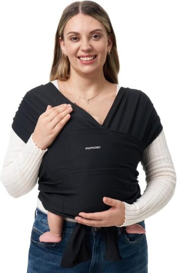 Momcozy Eslingas portabebés fáciles de llevar para bebés, niñas y niños, portabebés ajustables para recién nacidos de hasta 50 libras, color negro