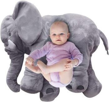 Raganet, Peluche Almohada en Forma de Elefante (Tamaño Grande 60cm Altura y 50cm de Largo), Comodo, Suave al Tacto y Material Amigable con la Piel