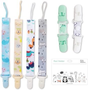VIDA4U 6 Piezas Clips de Chupete Para Niños y Niñas, Correas Universales y Porta Chupete para Chupón, Mordedor, Babero y Juguetes, Regalo para Recién Nacidos en Baby Shower y Cumpleaños