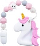 Kids Heroes Mordedera de Unicornio con Porta Mordedera para Sujetar, Rosa
