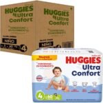 HUGGIES UltraConfort Pañal Desechable para Bebé, Etapa 4, Niño, Caja con 180 Piezas, Ideal para Bebés de 9 a 12 kg