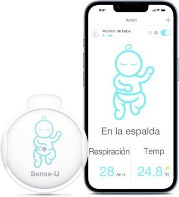 Sense-U Monitor para bebé Vigilancia de respiración y sueño del bebé con alertas en teléfonos Inteligentes. Controla Temperatura, giros y posición para Seguridad