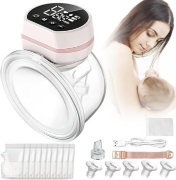 Extractor de Leche Eléctrico Manos Libres,Portátil,3 Modos y 9 Niveles,Bajo Ruido y Sin Dolor, Pantalla LED,Recargable con 10 Bolsas de Almacenamiento e Insertos de 13-21mm