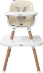 INFANTI | Silla para Bebe Alta 3 en 1 - Mila Beige | Silla Bebe Alta Convertible para Bebes de 6 Meses a 25 kg | Arnés de 5 Puntos y Charola Ajustable - Fácil de Limpiar y Ligera