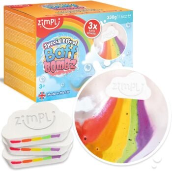 3 x bombas de baño de arco iris de nubes grandes de Zimpli Kids, bombas de baño de efectos especiales para niños, regalo de cumpleaños perfecto para niños, apto para veganos y libre de crueldad